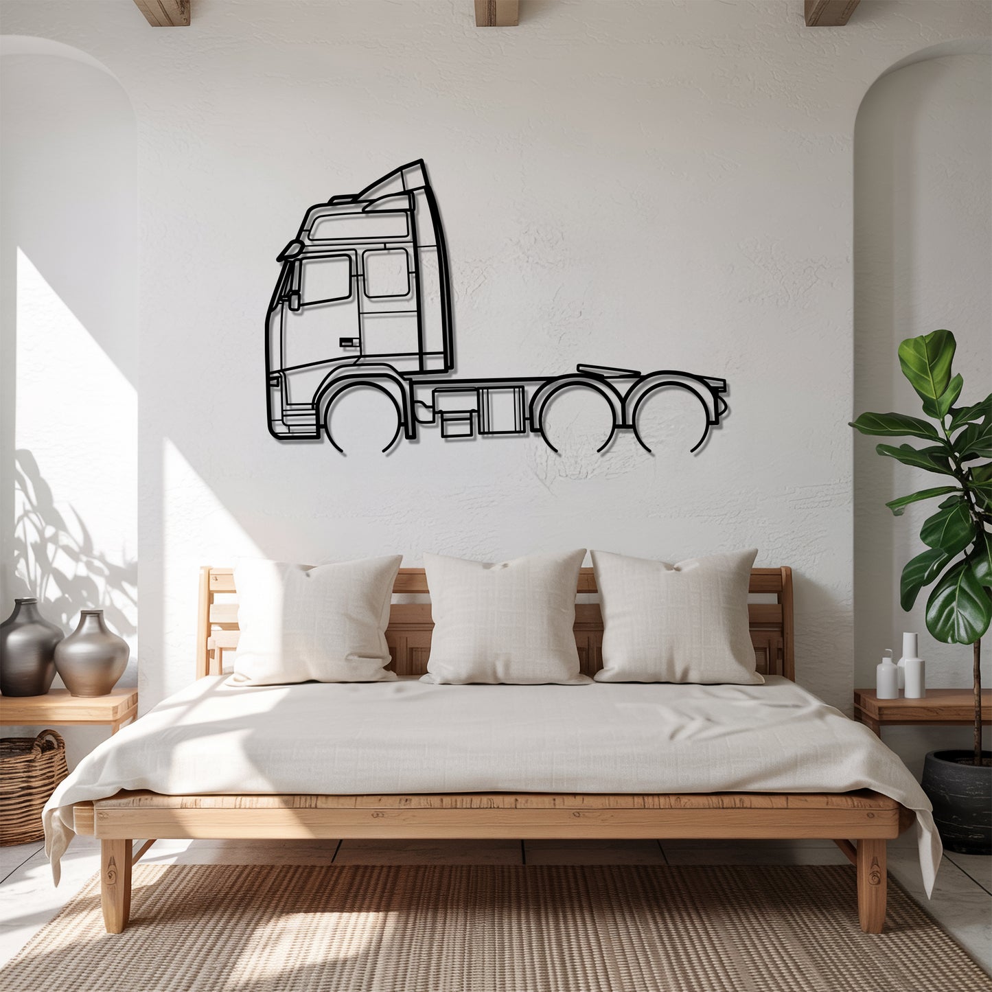 FH Series 1993 v2 - Semi Truck Metal Silhouette Wall Art - Truckers Gift - CDL Office Decor