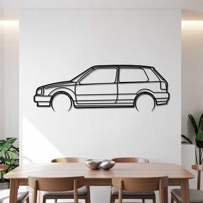Golf III Detailed - Car Metal Silhouette Wall Art - Car Enthusiast Gift - Laser-cut Garage Decor