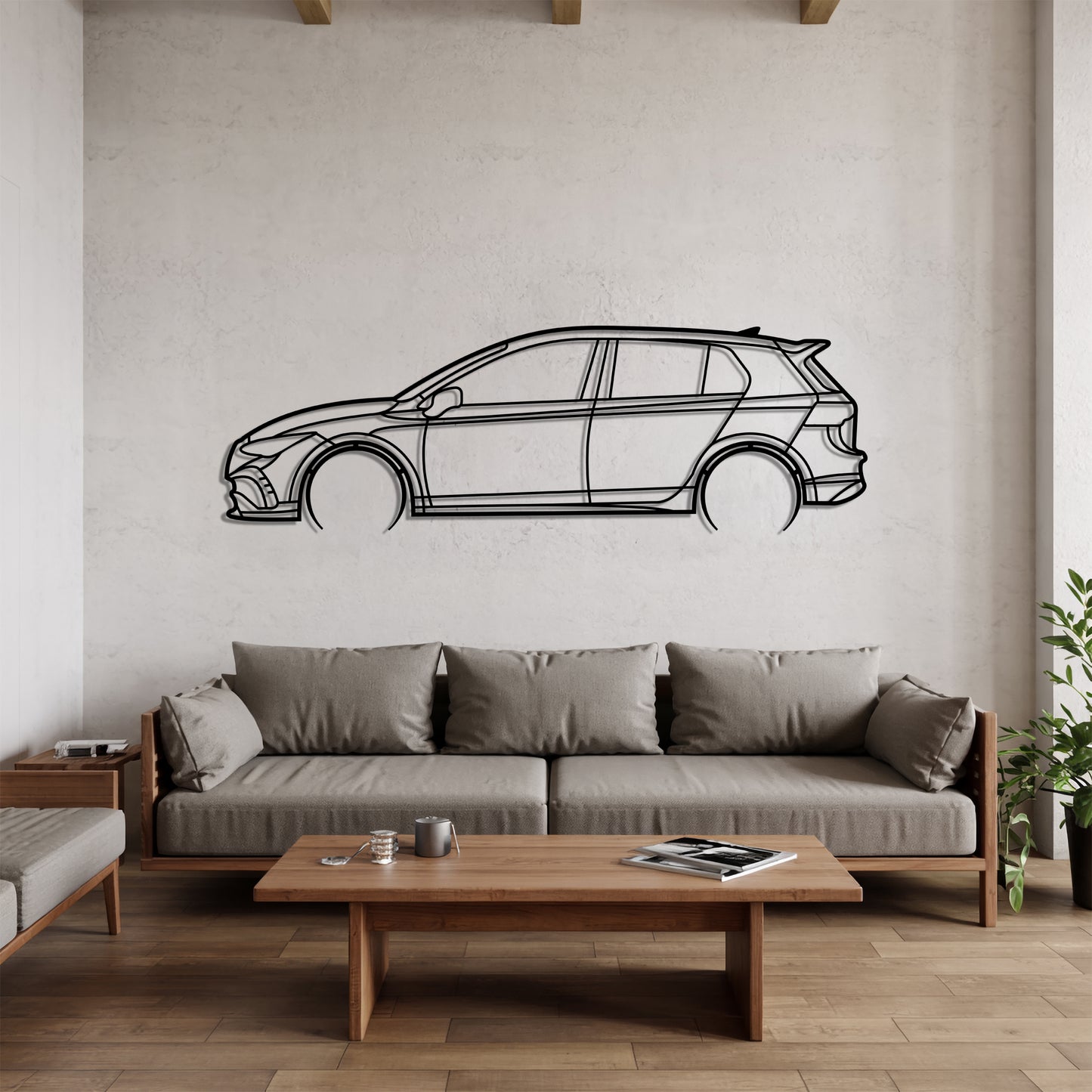 Golf VIII R Detailed - Car Metal Silhouette Wall Art - Car Enthusiast Gift - Laser-cut Garage Decor