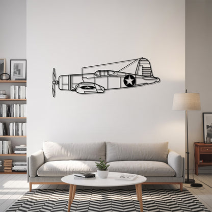 F4U Corsair - Airplane Metal Silhouette Wall Art - Aviation Gift - Pilot Office Decor