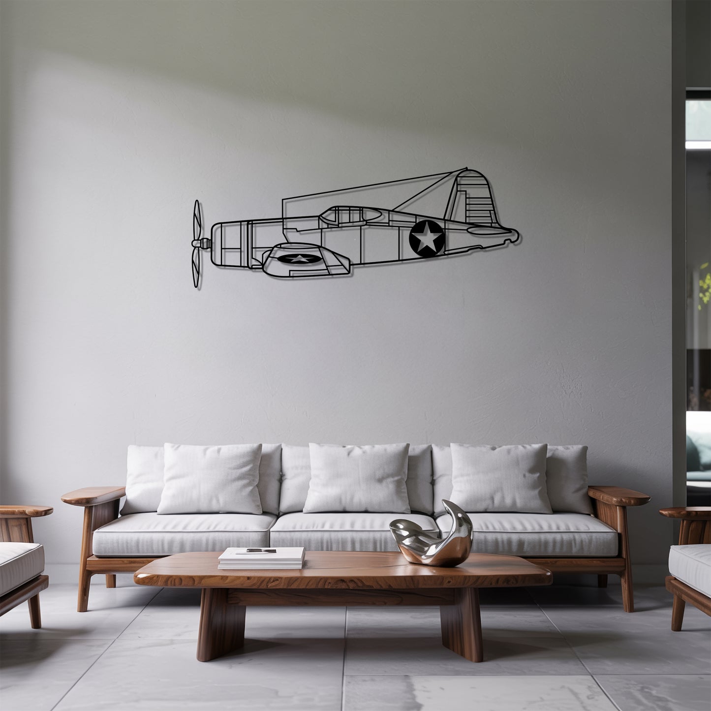 F4U Corsair - Airplane Metal Silhouette Wall Art - Aviation Gift - Pilot Office Decor