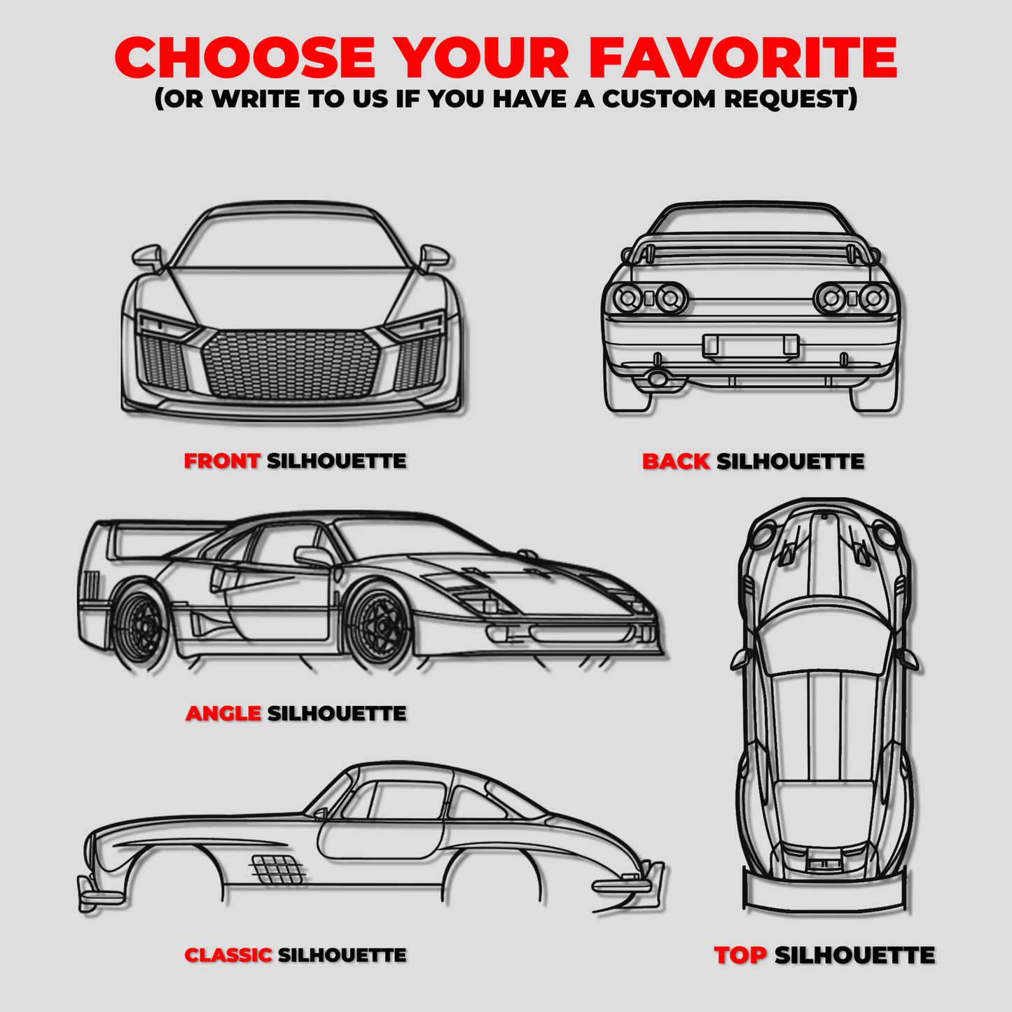 Custom Car Silhouette - Car Metal Silhouette Wall Art - Car Enthusiast Gift - Laser-cut Garage Decor