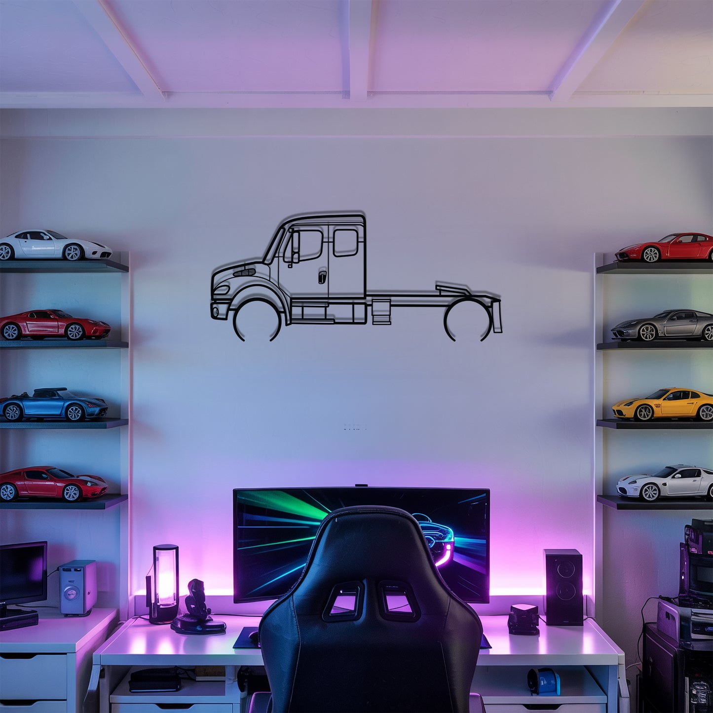 M2 106 2002 - Semi Truck Metal Silhouette Wall Art - Truckers Gift - CDL Office Decor