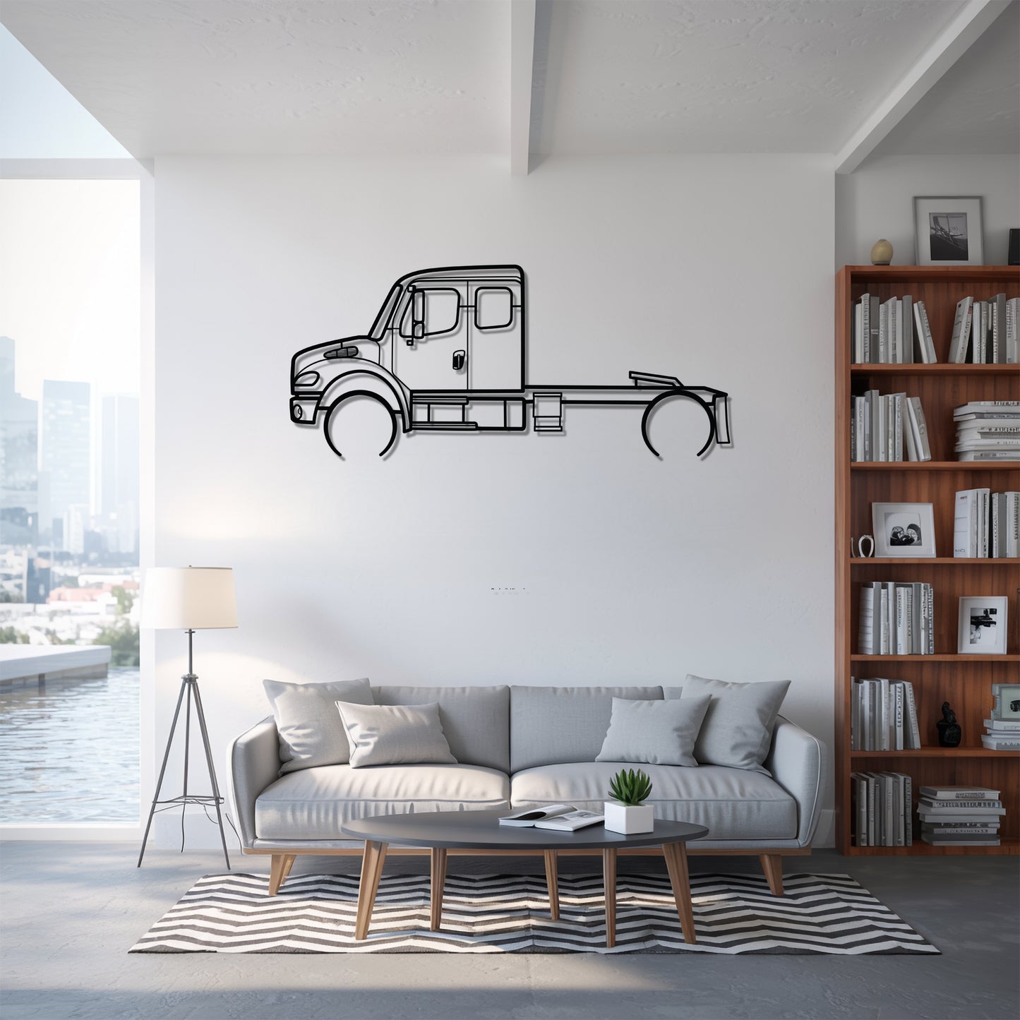 M2 106 2002 - Semi Truck Metal Silhouette Wall Art - Truckers Gift - CDL Office Decor