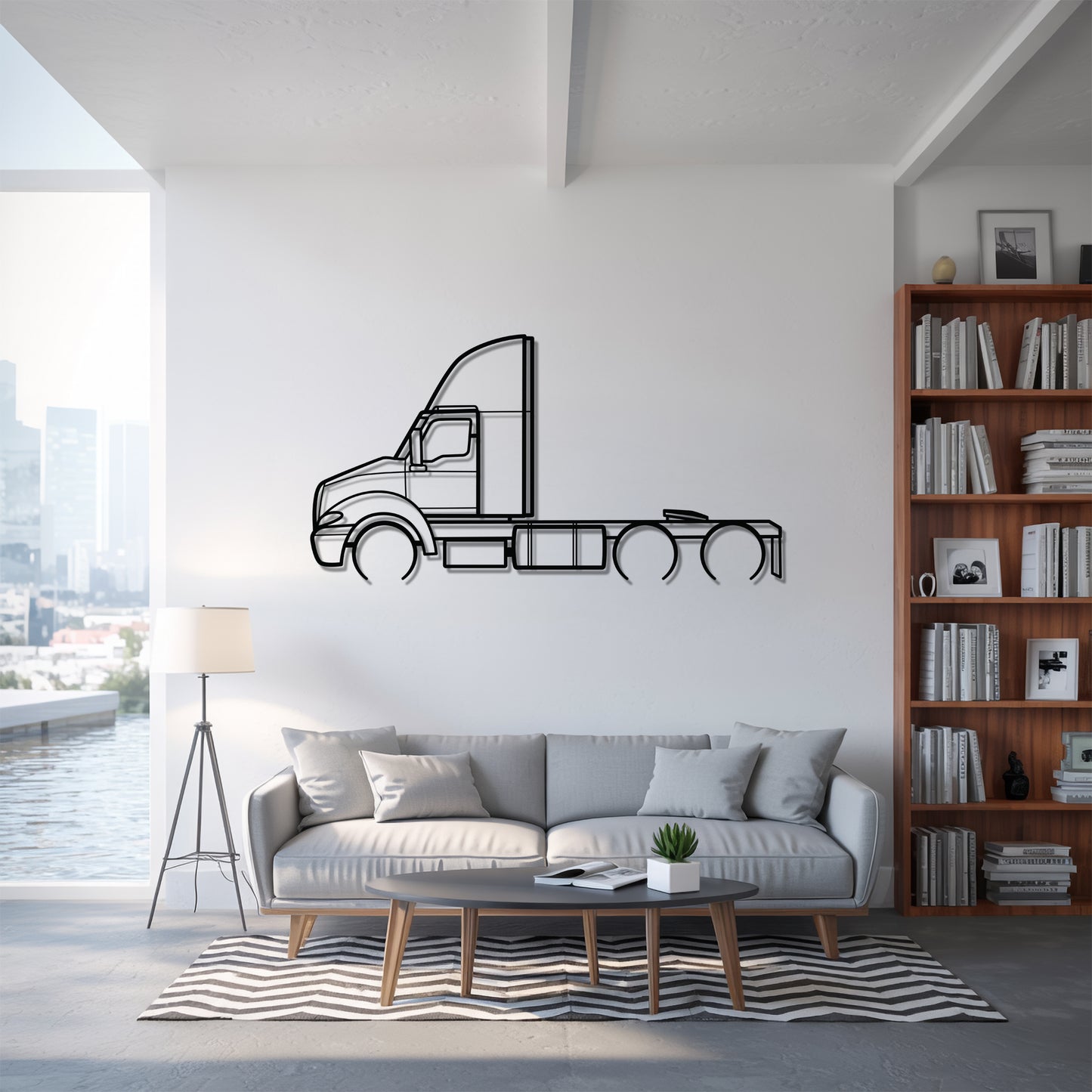 RH Series 2017 - Semi Truck Metal Silhouette Wall Art - Truckers Gift - CDL Office Decor